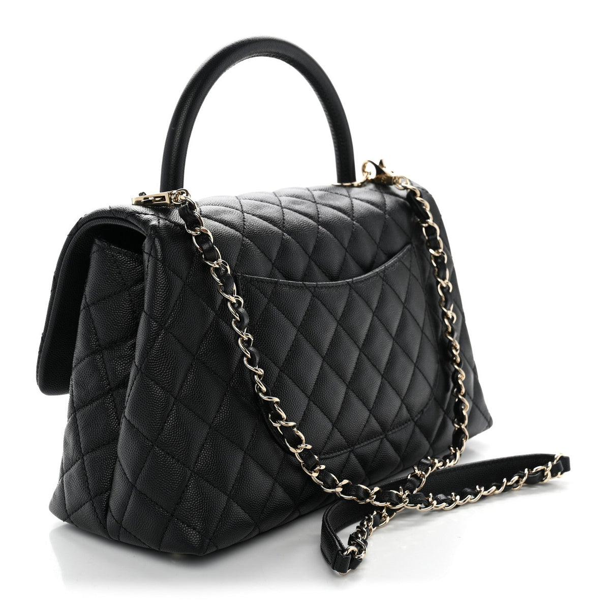 Caviar Quilted Small Coco Handle Flap Black