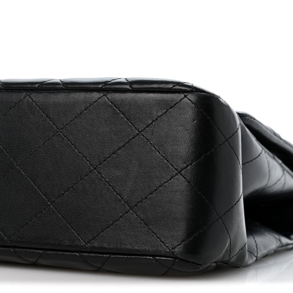 Lambskin Quilted Jumbo Single Flap Black
