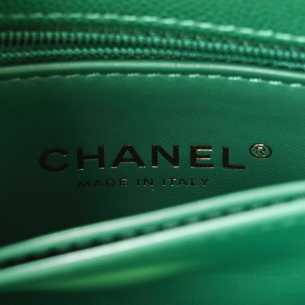 Caviar Quilted Extra Mini Coco Handle Flap Green