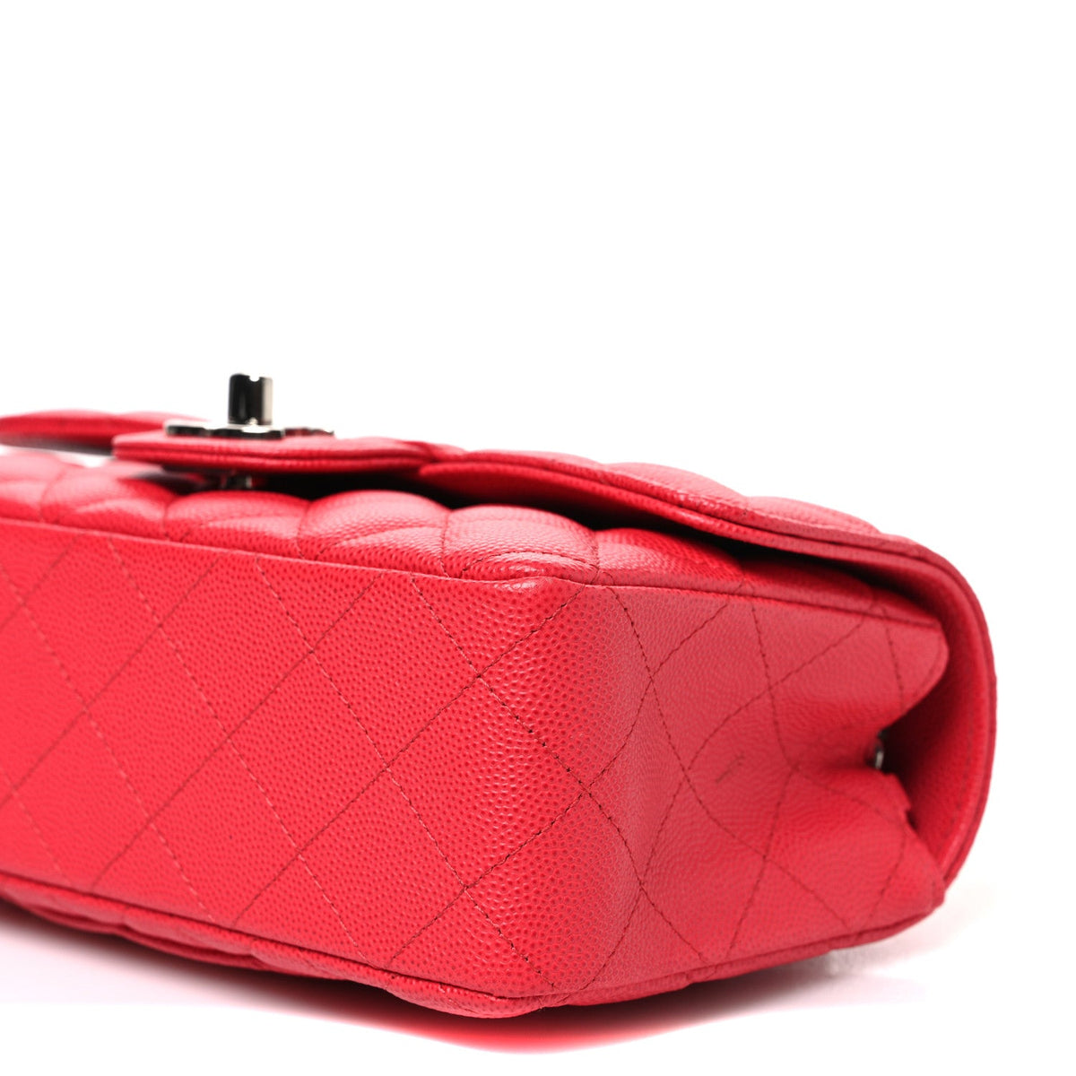 Caviar Quilted Mini Rectangular Flap Light Red