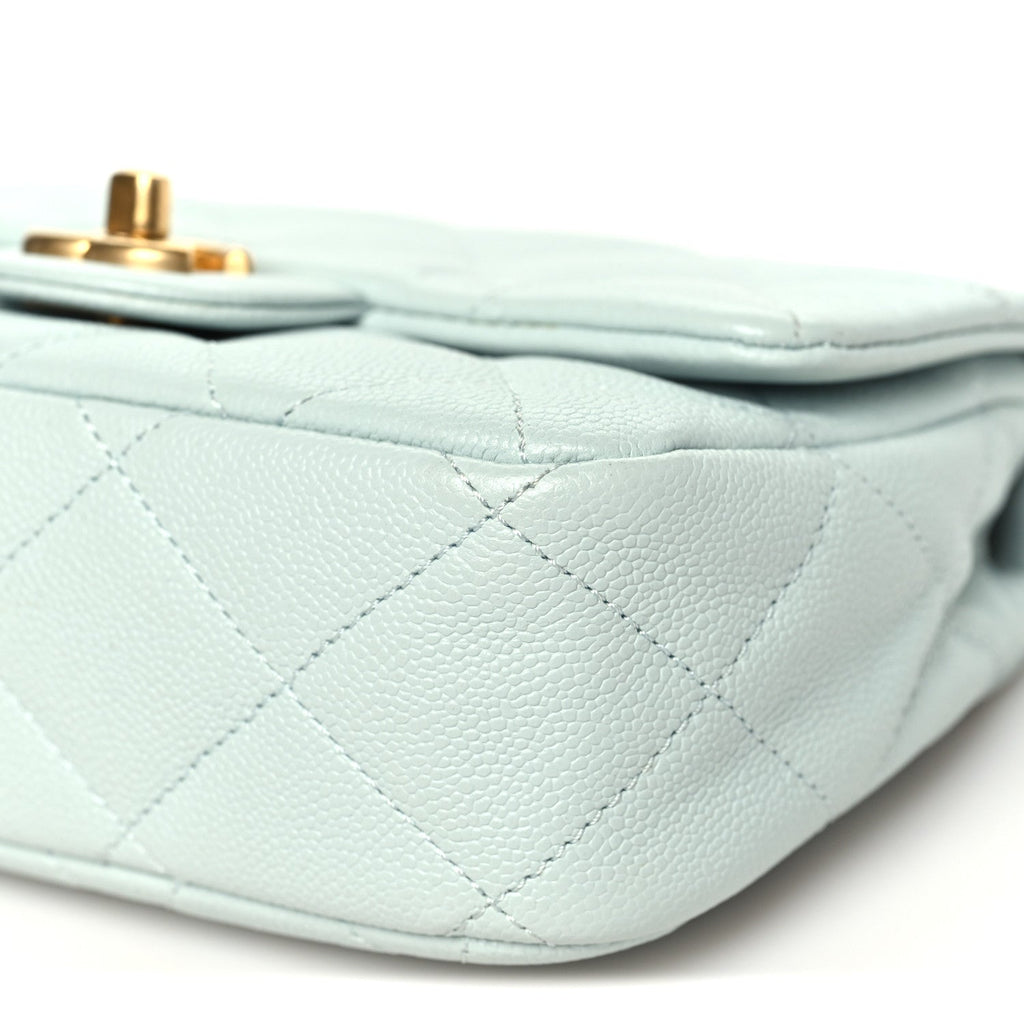 Caviar Quilted Mini Sweetheart Flap Light Blue