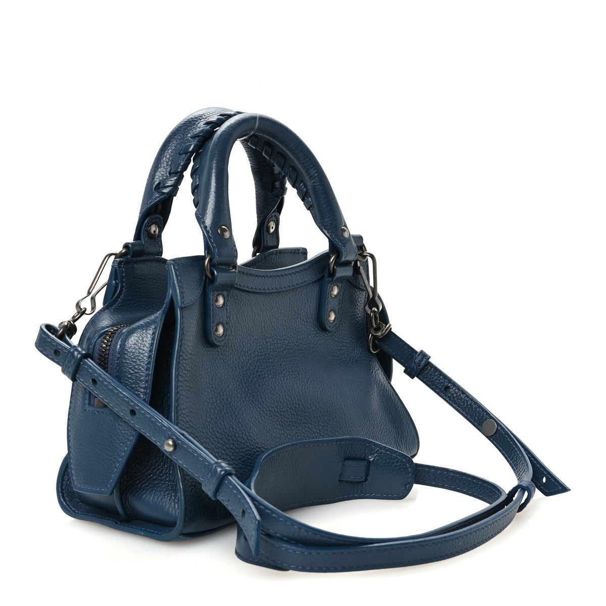 Grained Calfskin Neo Classic Silver Hardware Mini City Petrol Blue