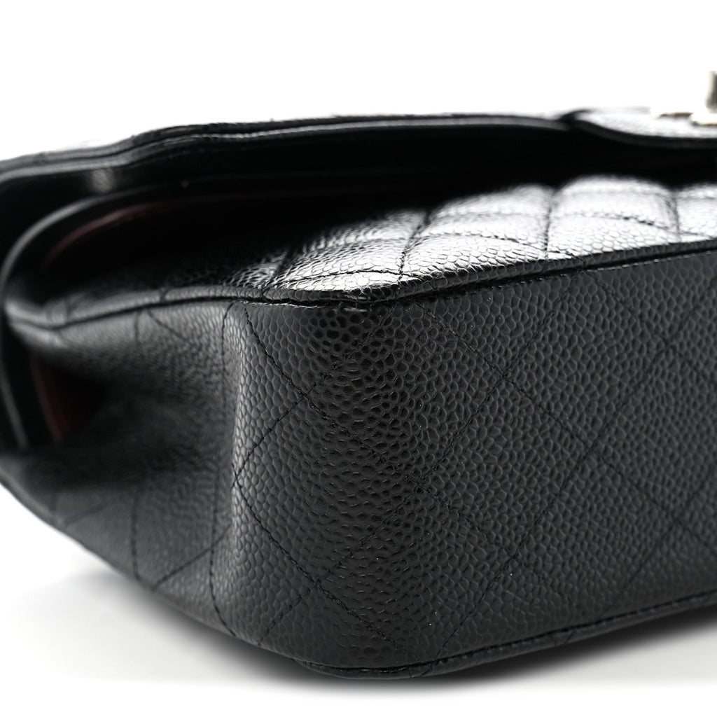 Caviar Quilted Medium Double Flap Black