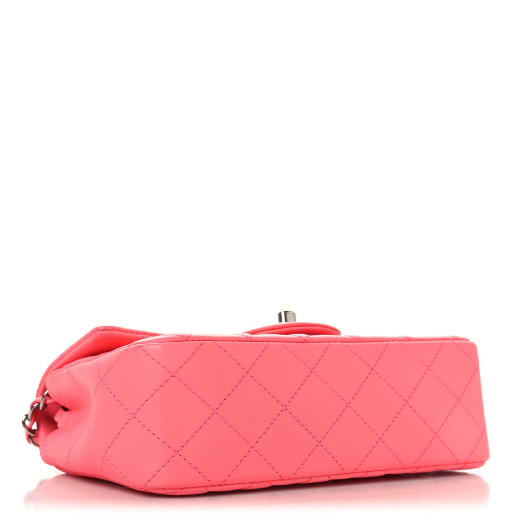 Lambskin Quilted Mini Rectangular Flap Pink