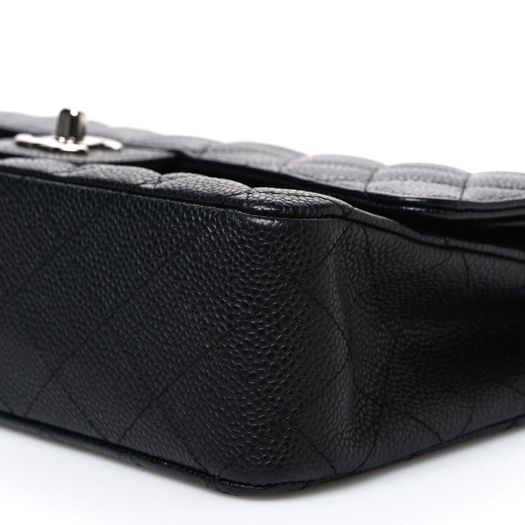 Caviar Quilted Medium Double Flap Black