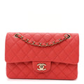 Caviar Quilted Small Double Flap Red Red