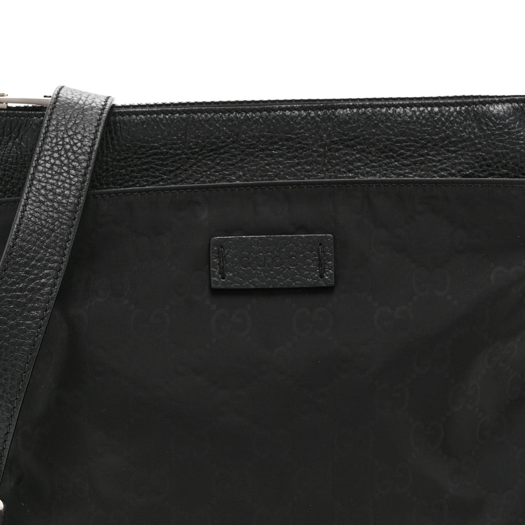 Nylon Monogram Dollar Calfskin Flat Messenger Bag Black