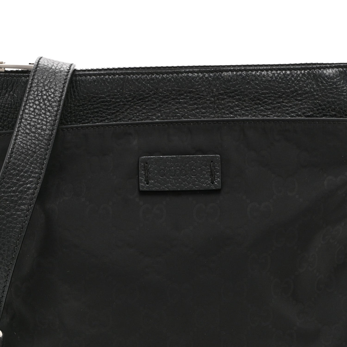 Nylon Monogram Dollar Calfskin Flat Messenger Bag Black