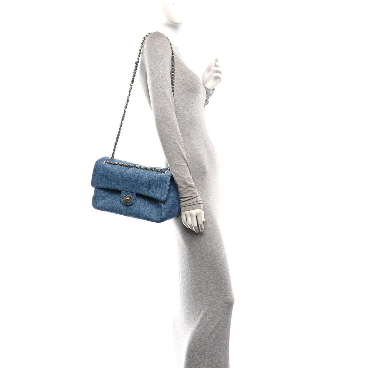 Denim Small Souplissimo Maxi Flap Blue