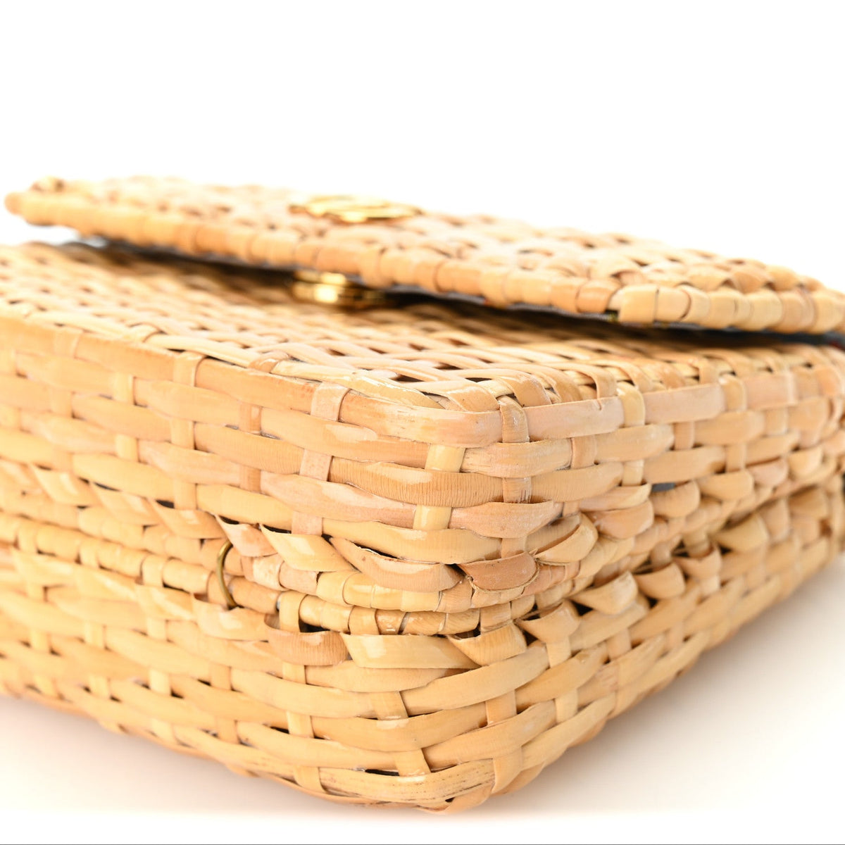 Glazed Wicker Mini Cestino Shoulder Bag Natural