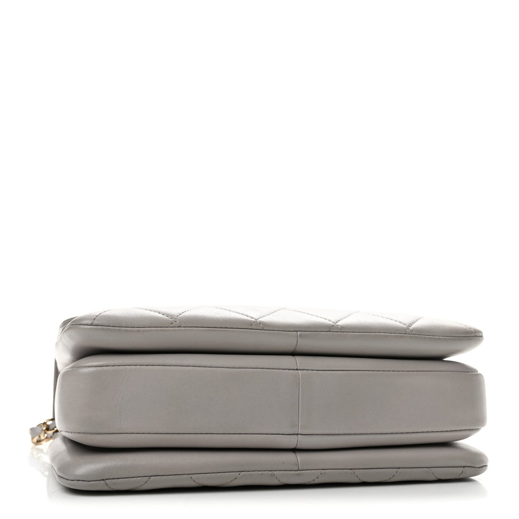 Lambskin Quilted Small Trendy CC Flap Dual Handle Bag Light Grey