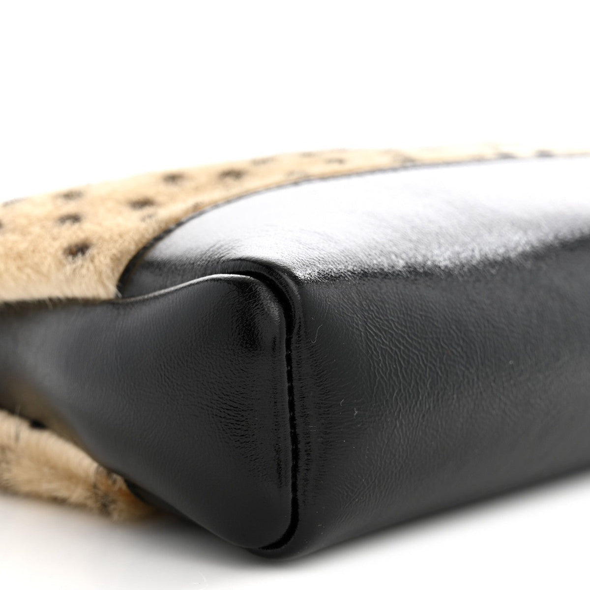Shiny Lambskin Pony Hair Cheetah Printed Mini 31 Shopping Bag Light Beige Black