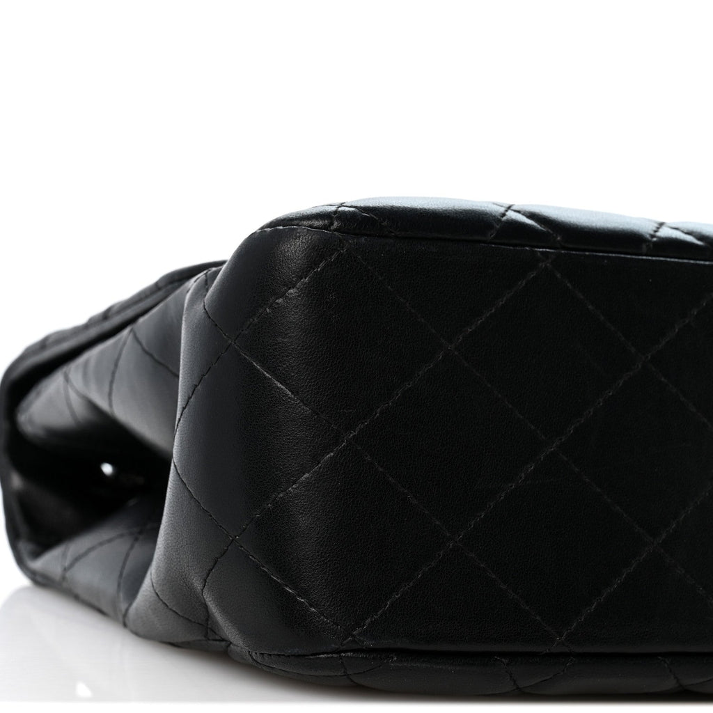 Lambskin Quilted Jumbo Single Flap Black