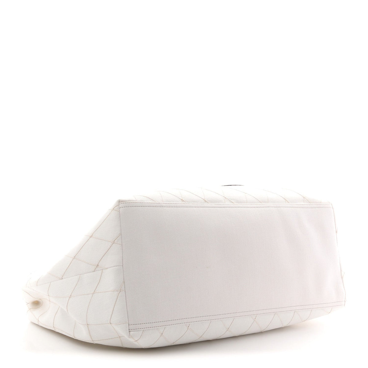 Denim Calfskin Quilted Coco Beach Small Shopping Tote White Black
