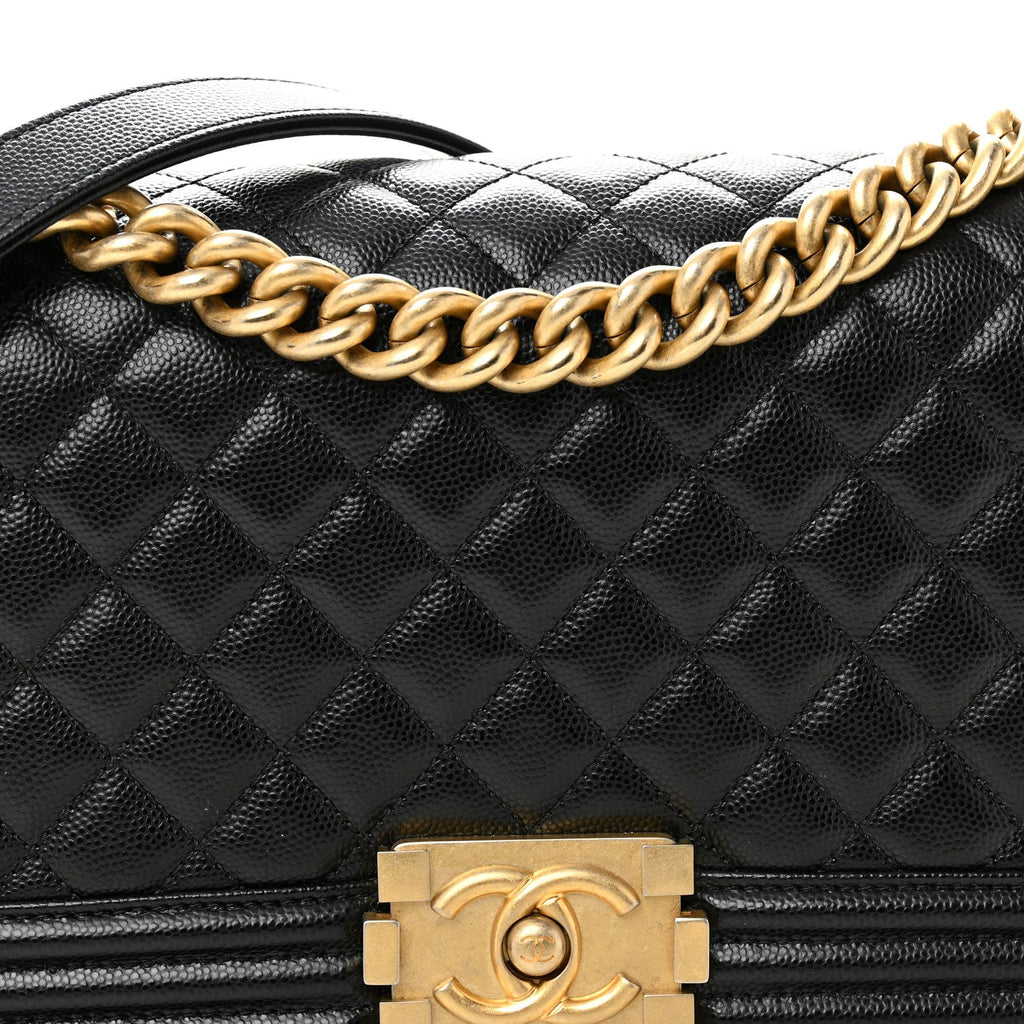 Caviar Quilted Medium Boy Flap Black