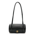 Shiny Caviar Preppy Coco Small Bowling Bag Black