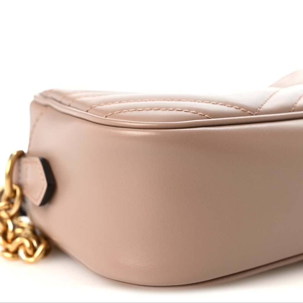 Calfskin Matelasse Small GG Marmont Chain Shoulder Bag Porcelain Rose