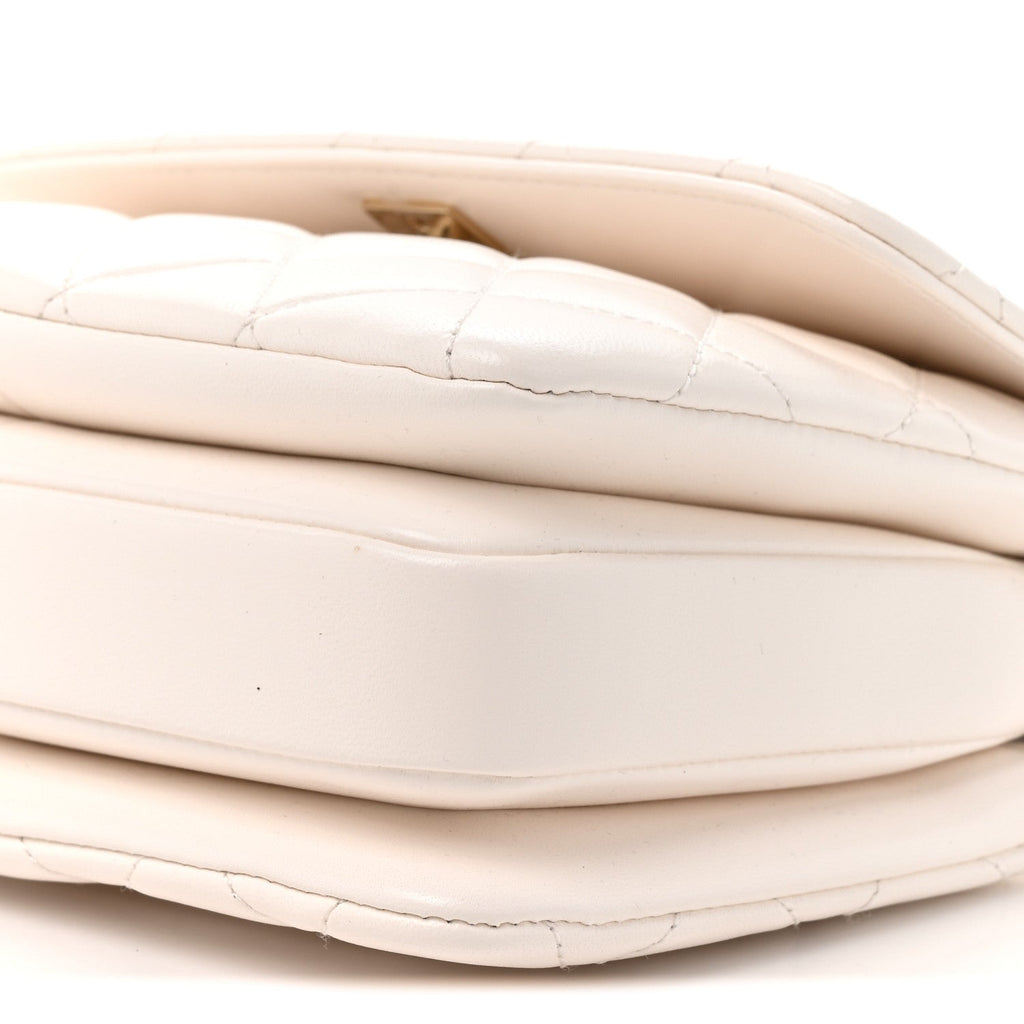 Lambskin Crystal Quilted Mini Trendy CC Dual Handle Flap Bag White