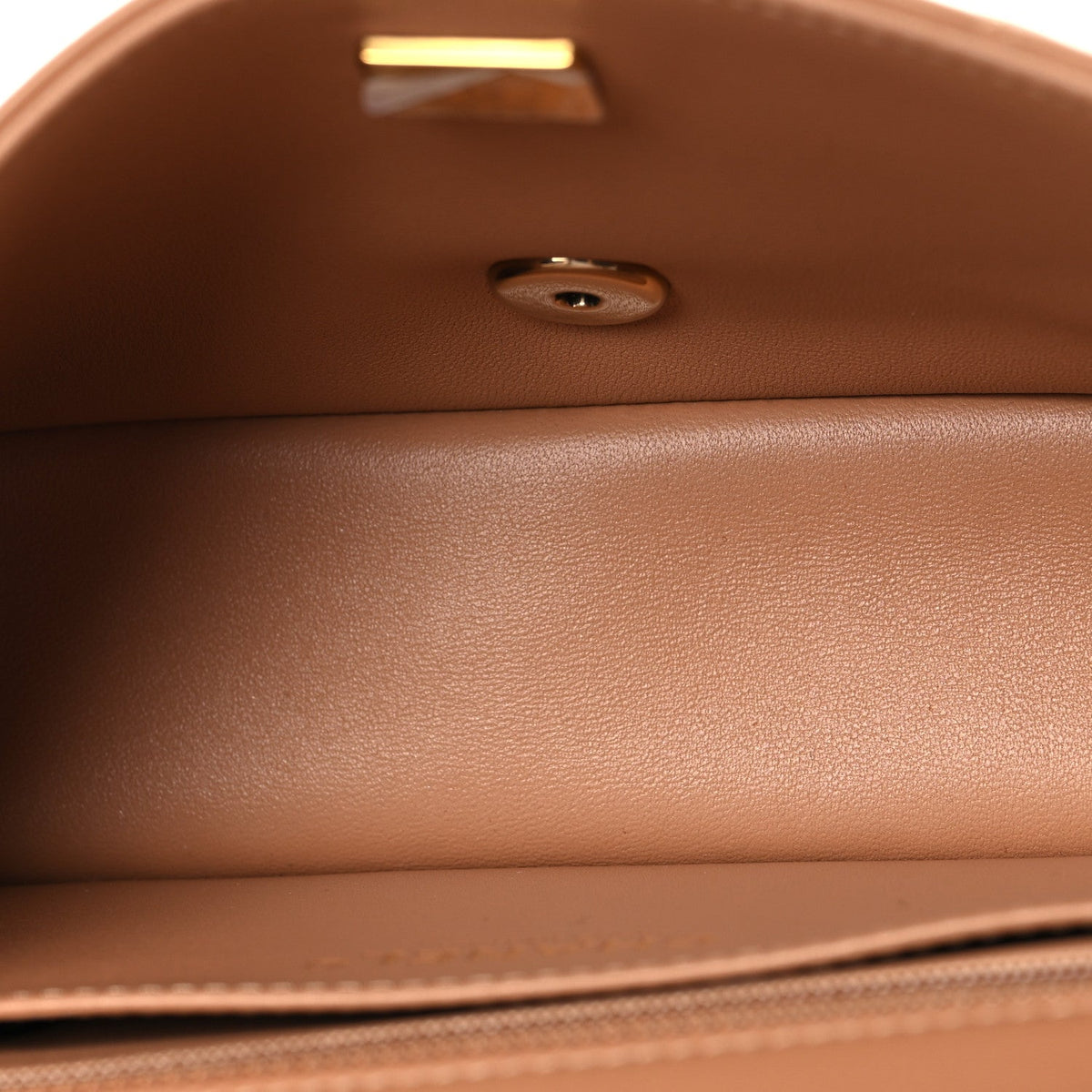 Lambskin Quilted Mini Rectangular Flap Brown