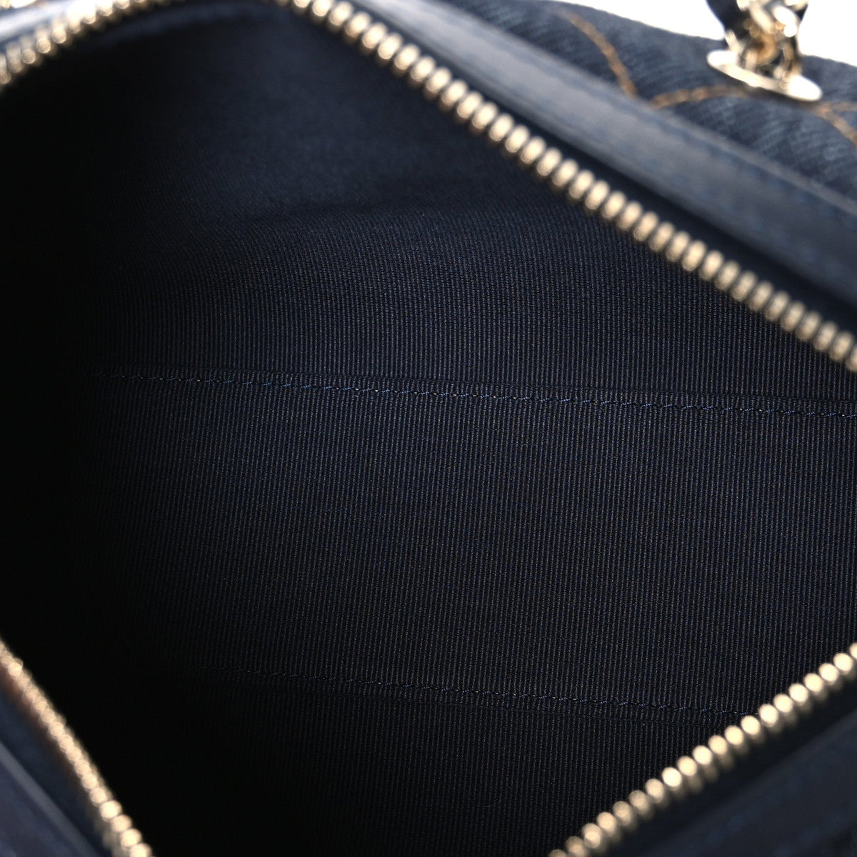 Denim Quilted Barrel Clutch With Chain Dark Blue Orange