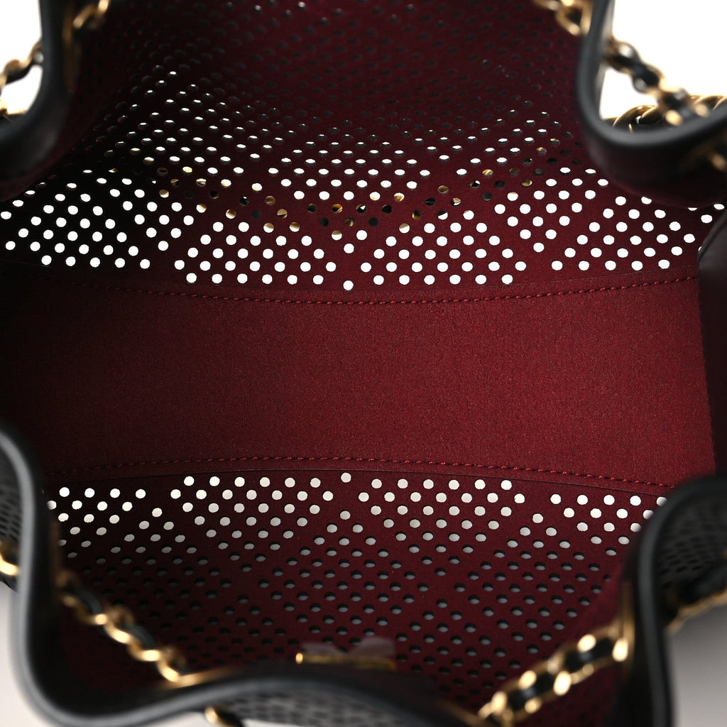 Perforated Calfskin Mini Chanel 25 Handbag Black