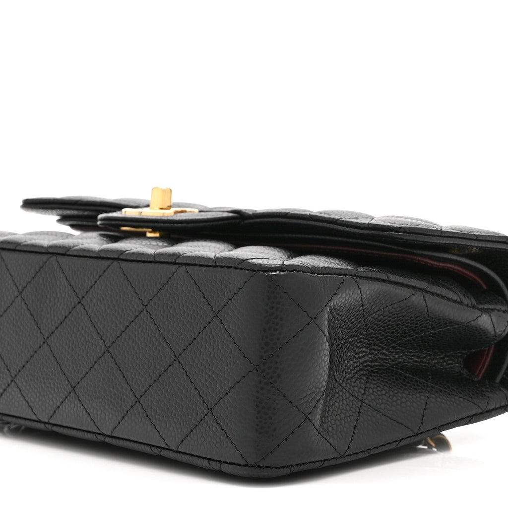 Caviar Quilted Small Double Flap Black