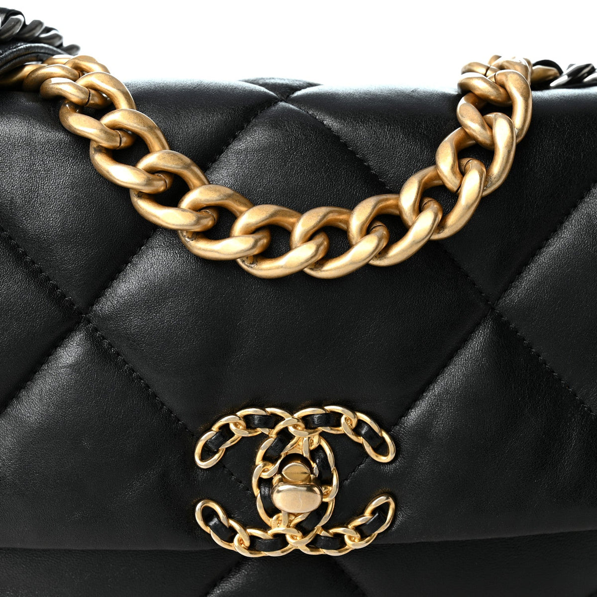 Lambskin Quilted Medium Chanel 19 Flap Black
