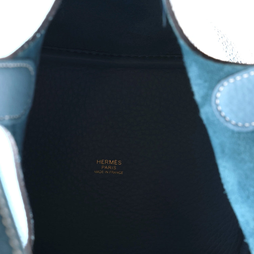Taurillon Clemence Picotin Lock 18 PM New Blue Jean