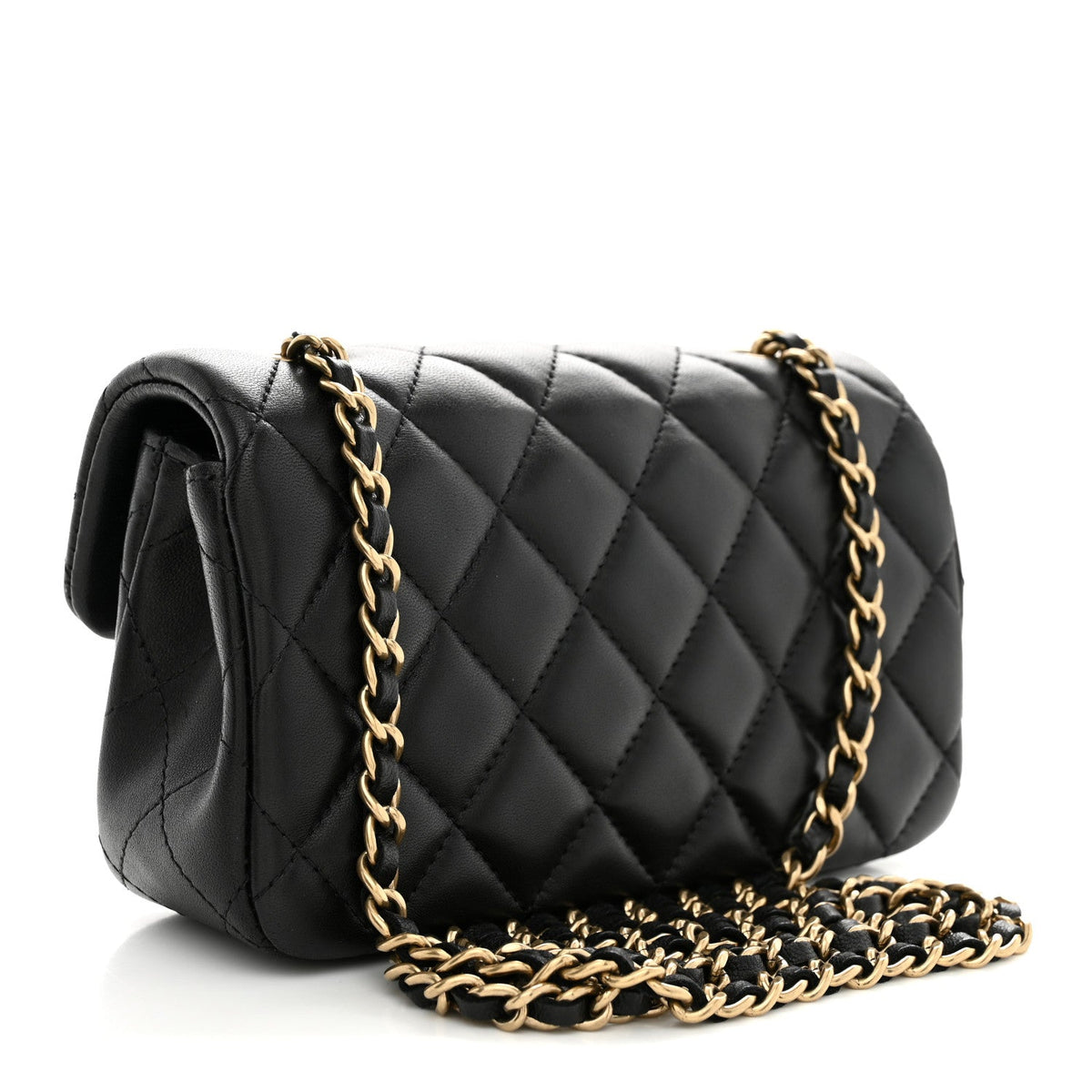 Lambskin Quilted Extra Mini Flap Black