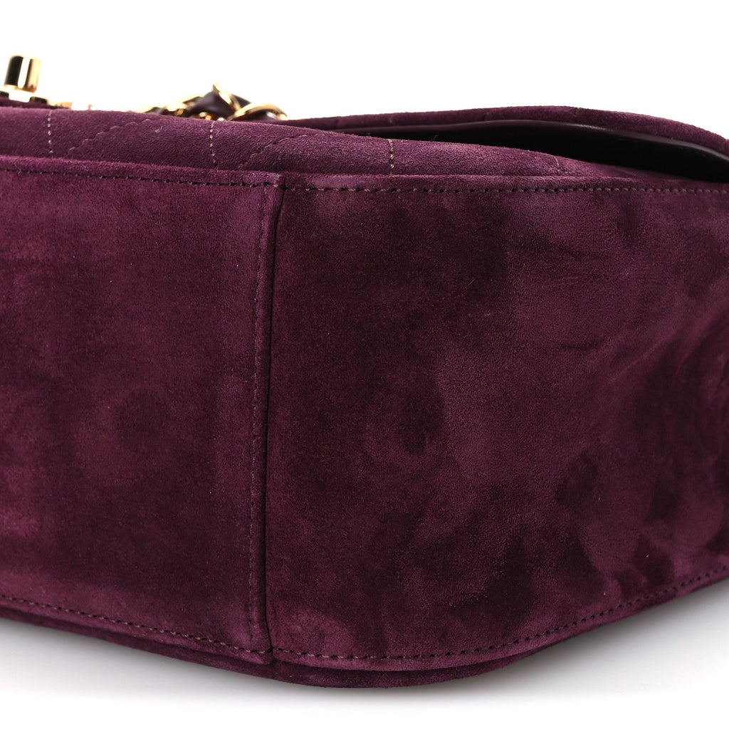 Suede Calfskin Small Souplissimo Maxi Flap Burgundy