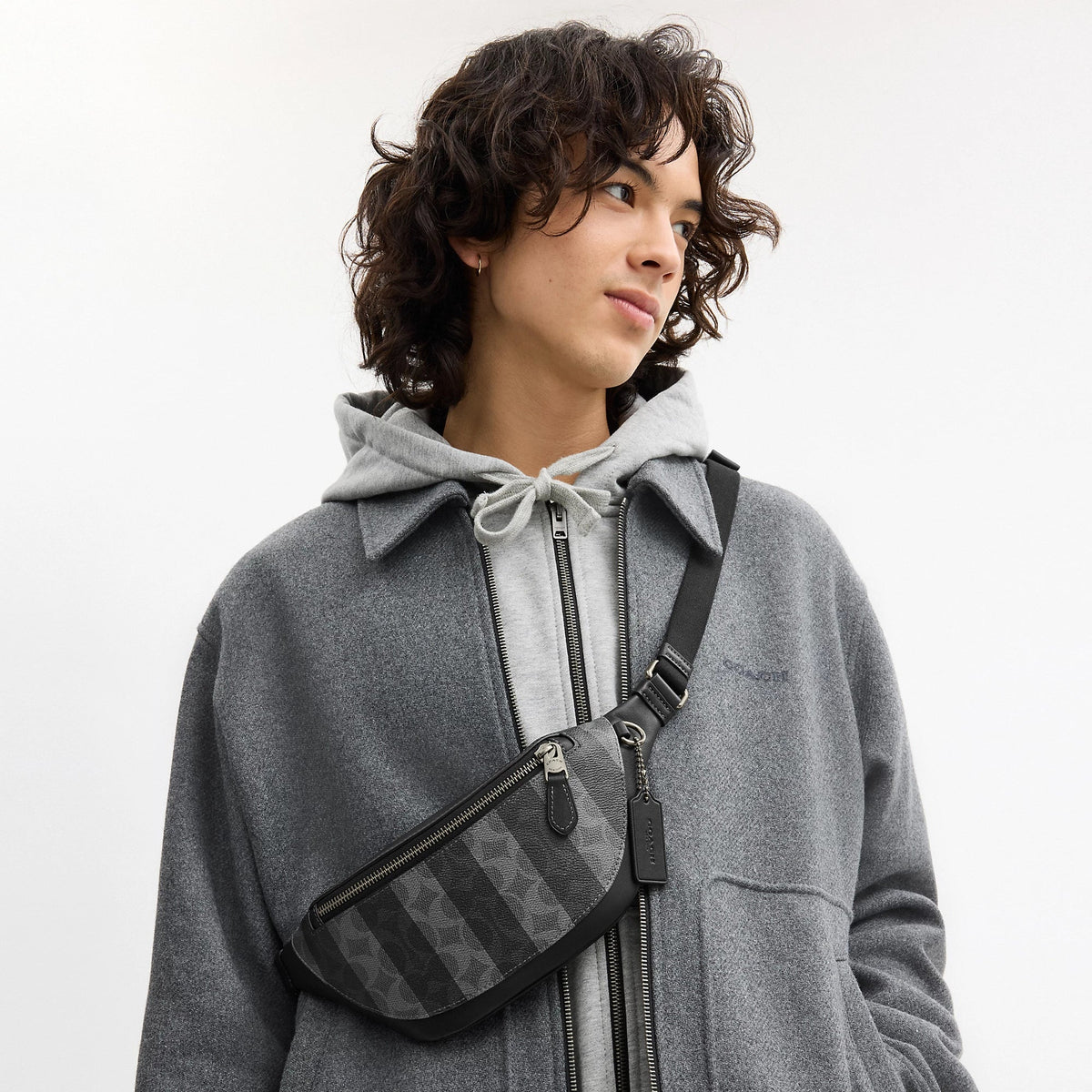 Coach Outlet Warren Mini Belt Bag In Signature Canvas With Stripes