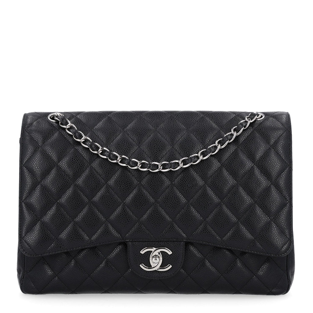 Caviar Quilted Maxi Double Flap Black