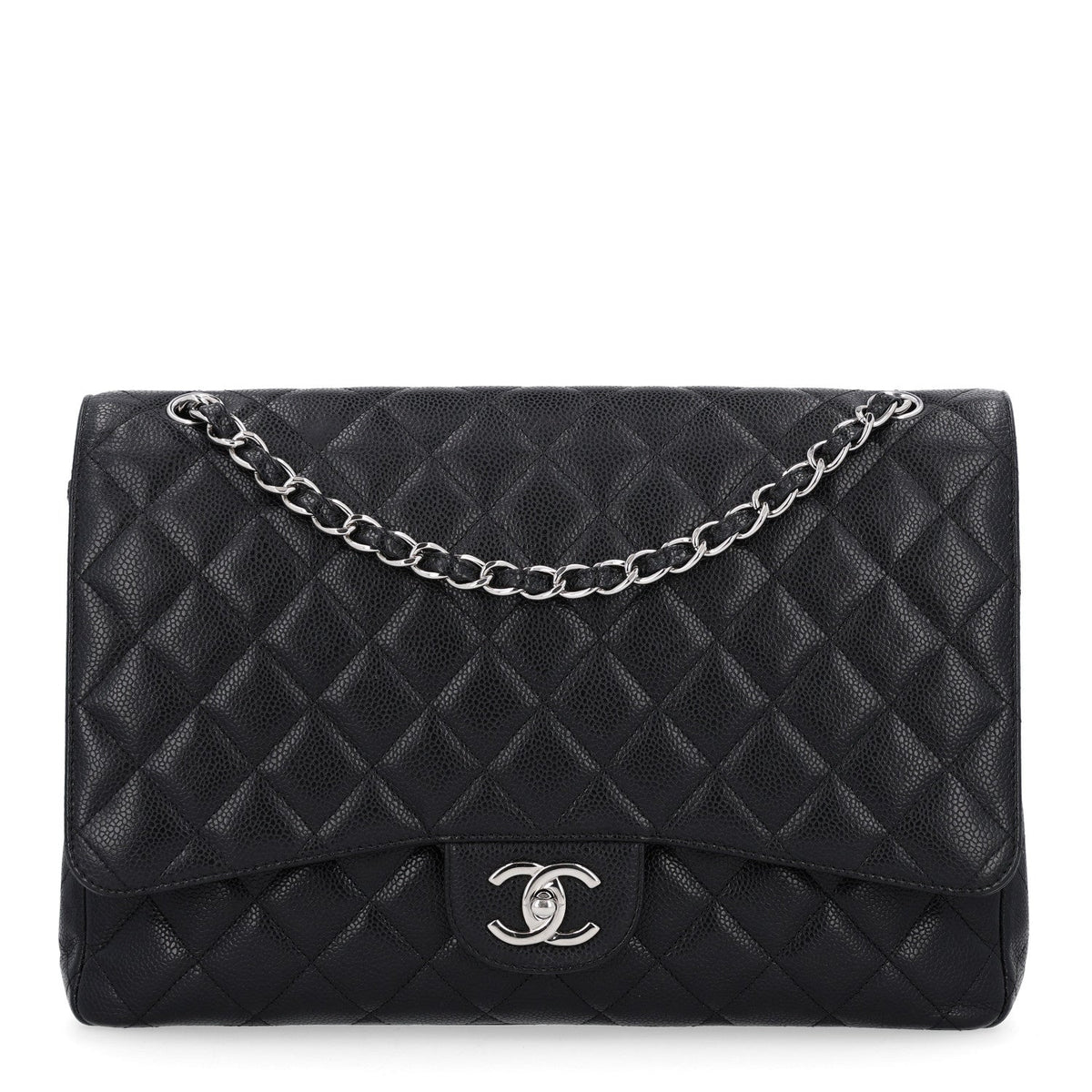 Caviar Quilted Maxi Double Flap Black