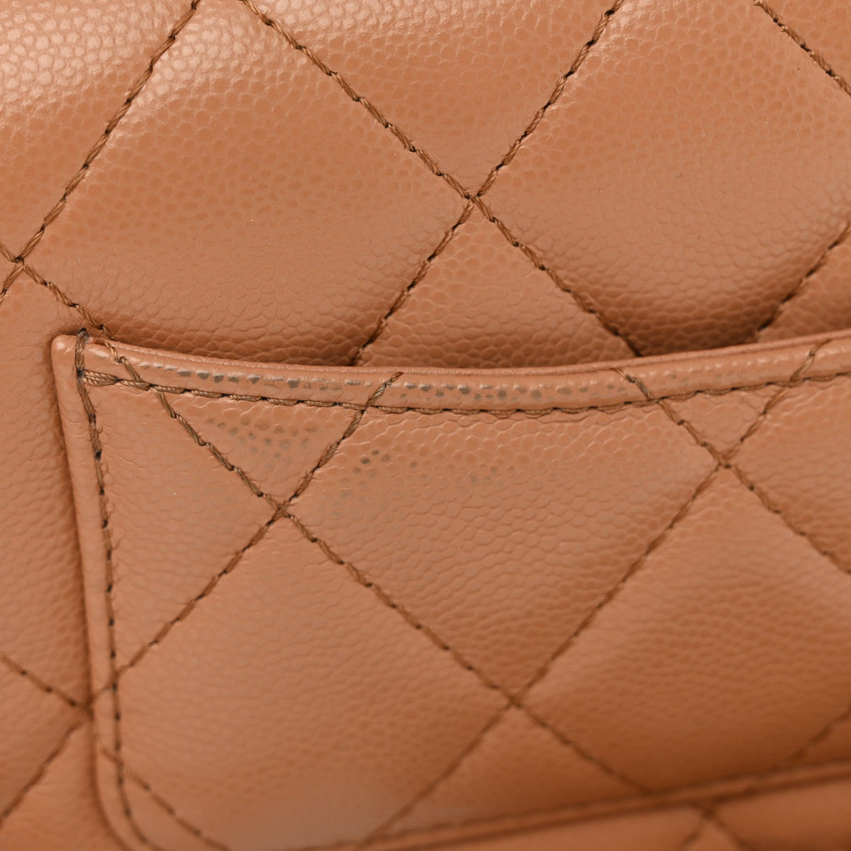 Shiny Caviar Quilted Mini Top Handle Flap Bag Camel