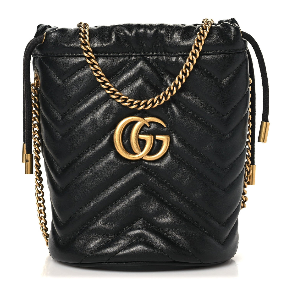 Calfskin Matelasse Mini GG Marmont 2.0 Bucket Bag Black