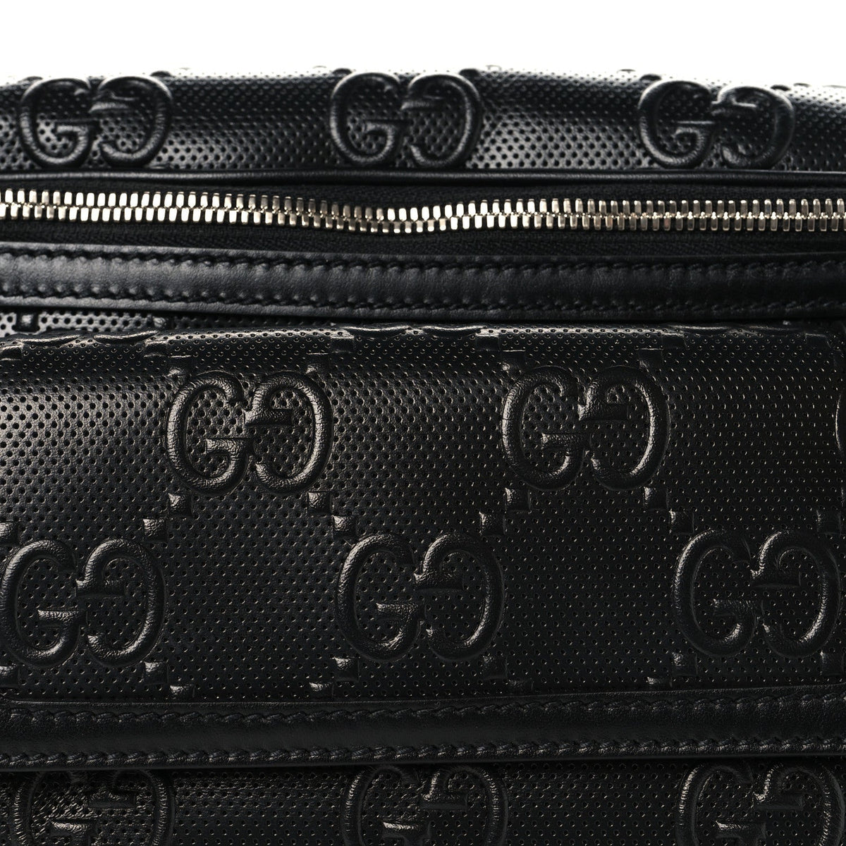 Calfskin GG Tennis Embossed Pocket Belt Bag Black