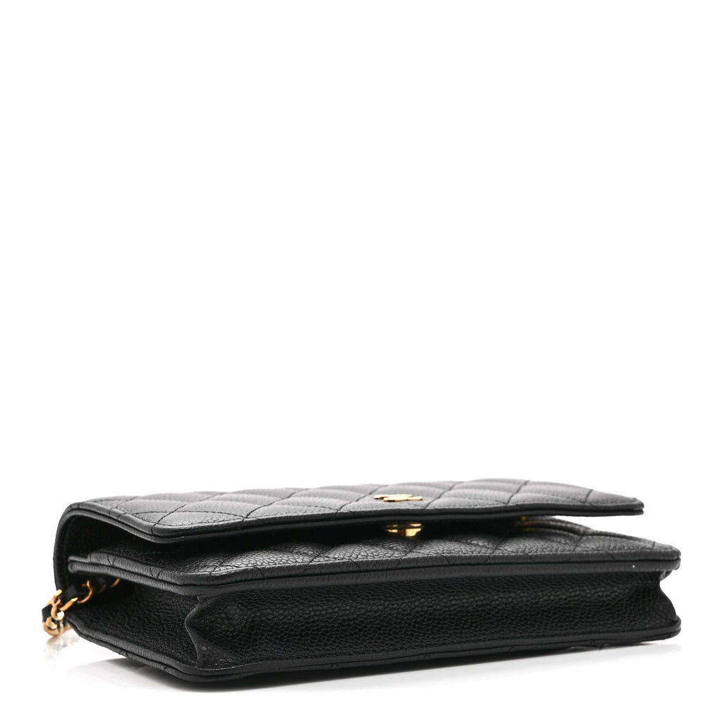 Caviar Quilted Wallet on Chain WOC Black