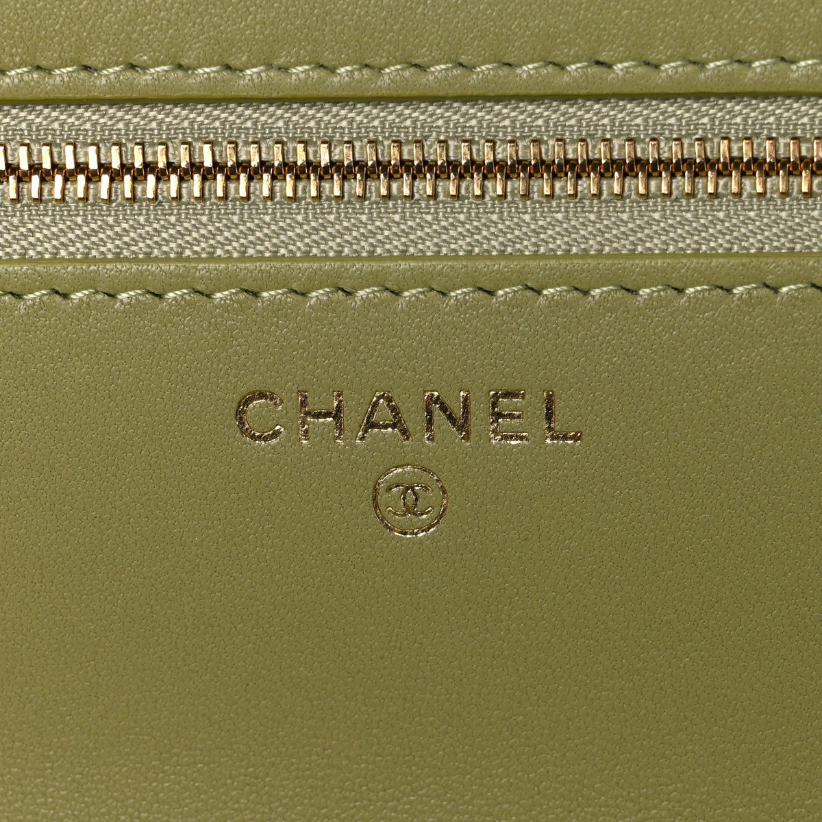 Calfskin Lizard Embossed Wallet On Chain WOC Green