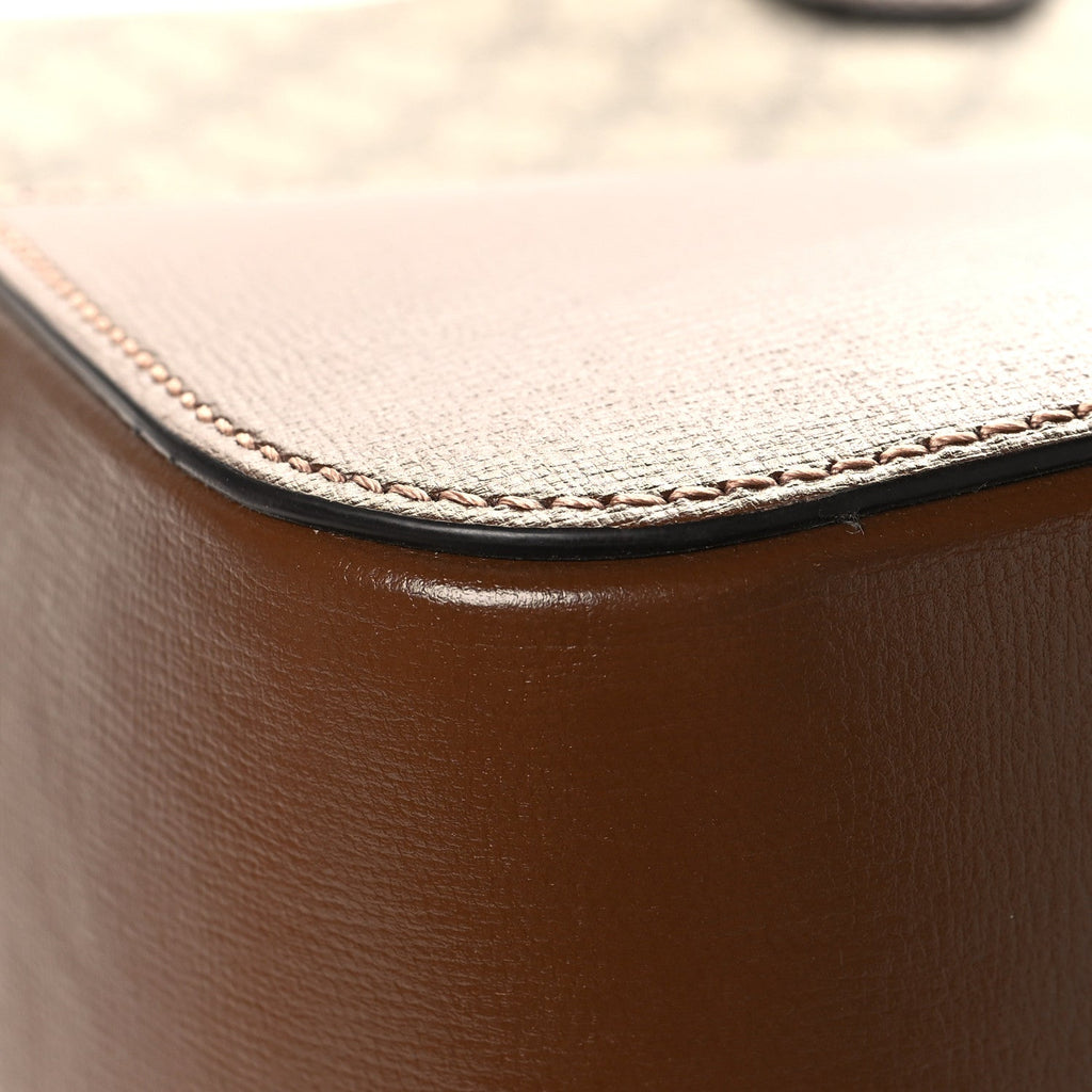 GG Supreme Monogram Azalea Calfskin Retro Interlocking G Large Duffle Bag Beige Ebony Brown Sugar