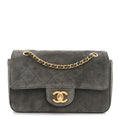 Suede Calfskin Mini Souplissimo Flap Dark Grey