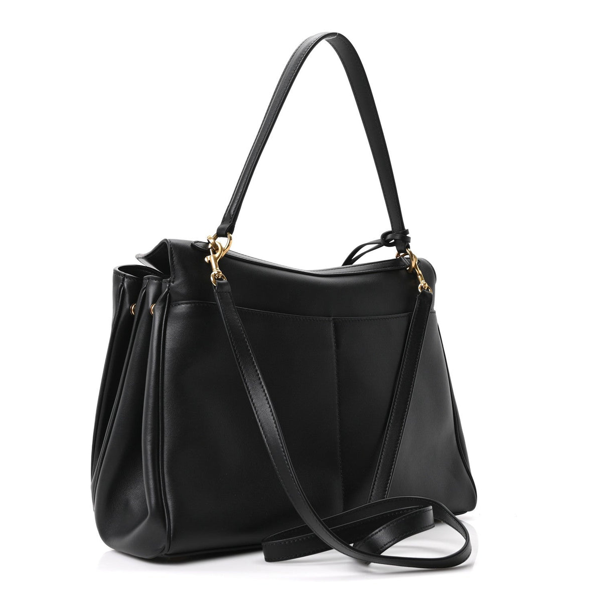 Natural Smooth Calfskin Medium Rodeo Top Handle Handbag Black