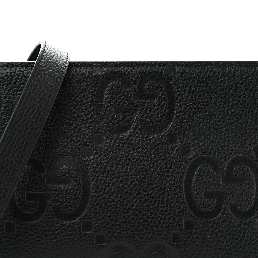 Monogram Jumbo GG Textured Dollar Calfskin Crossbody Bag Black