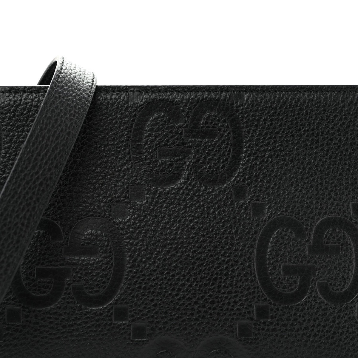 Monogram Jumbo GG Textured Dollar Calfskin Crossbody Bag Black