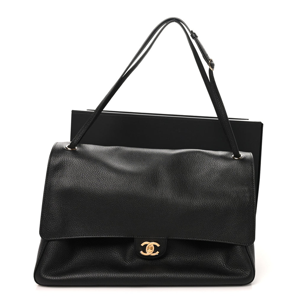 Grained Calfskin Souplissimo Maxi Flap Black