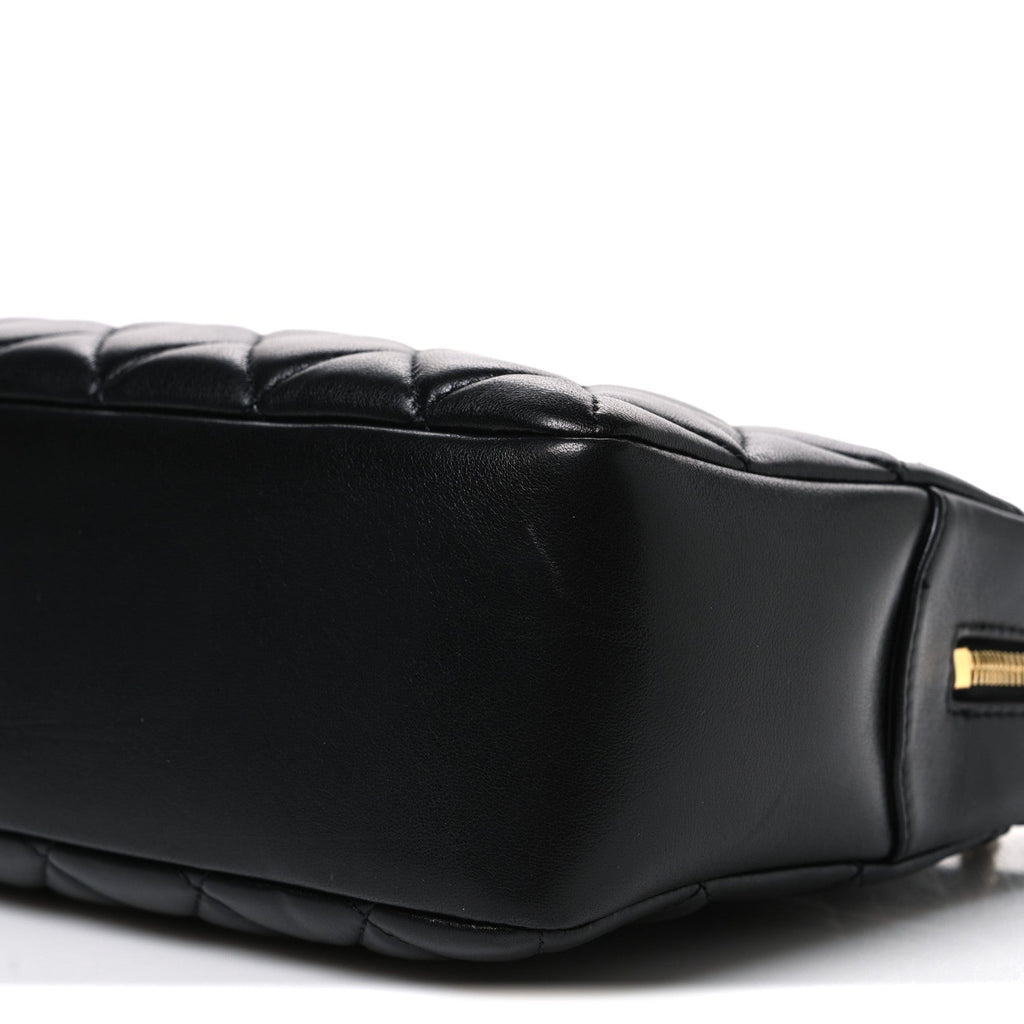 Lambskin Quilted Large Camera Case Black