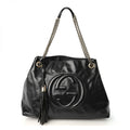 Vernice Naplack  Medium Soho Chain Shoulder Bag Uniform Blue