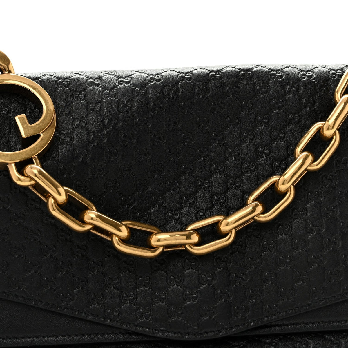 Micro GG Calfskin Large Chain Shoulder Bag Black