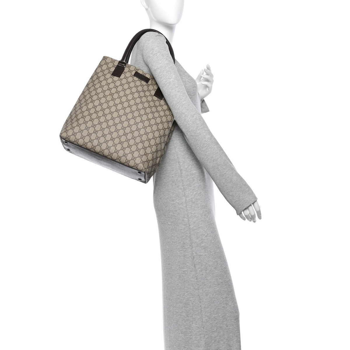 GG Plus Monogram Small Vertical Tote Dark Brown