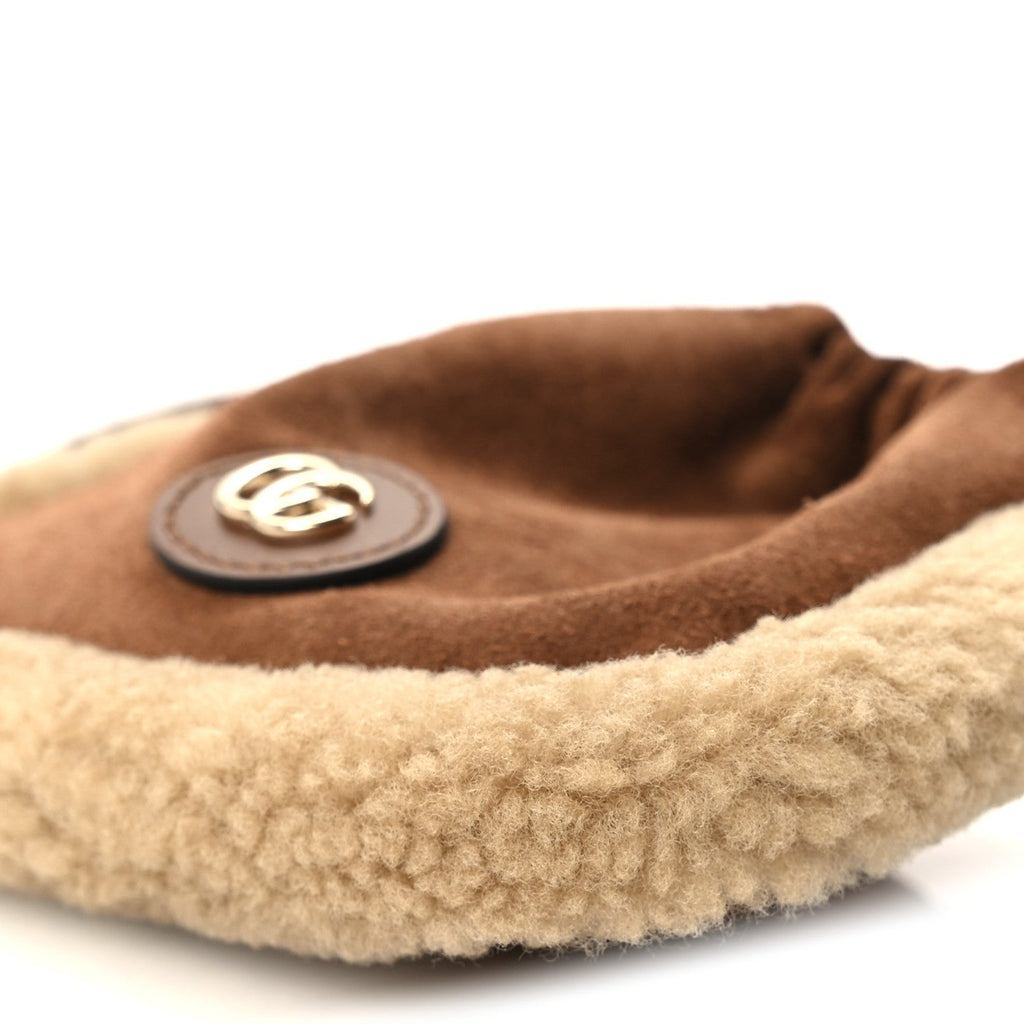 Suede Shearling Nano Pouch Keyring Bag Charm Brown