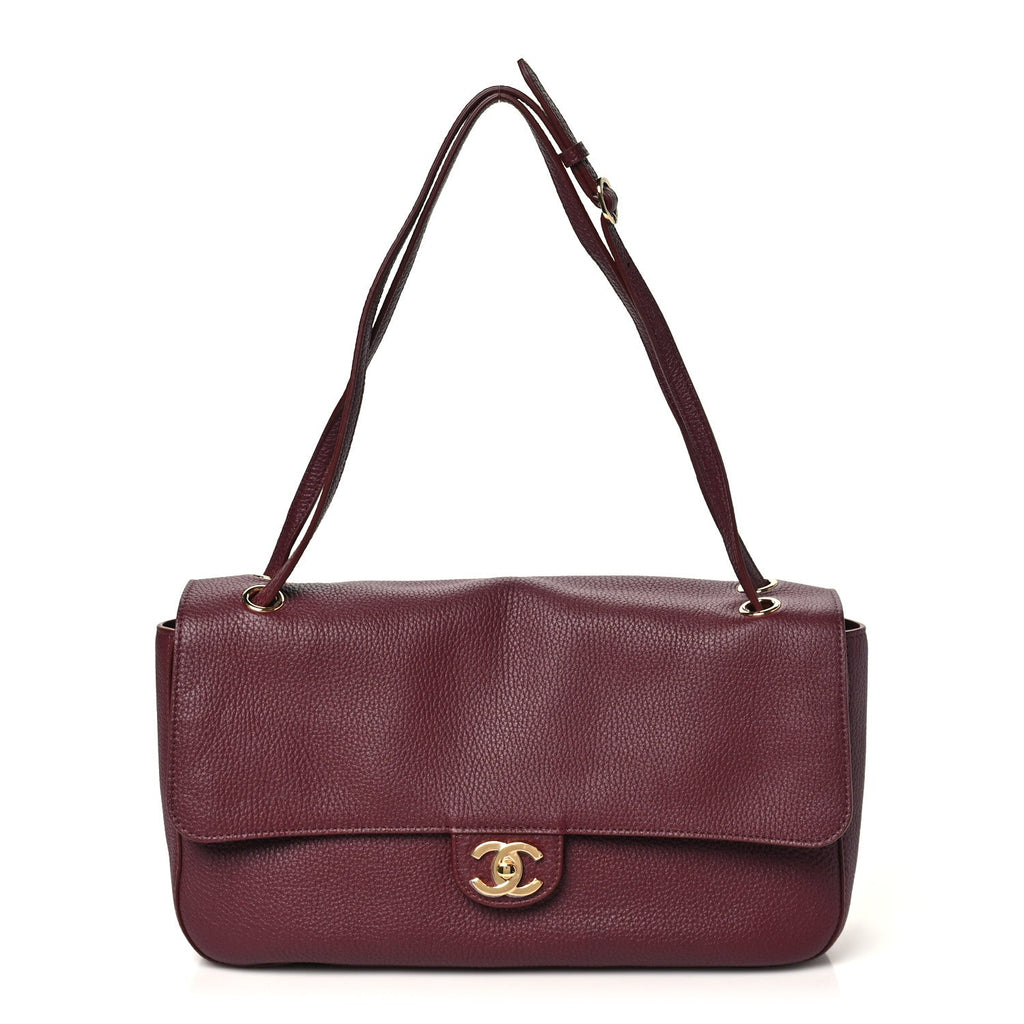 Grained Calfskin Small Souplissimo Maxi Flap Burgundy